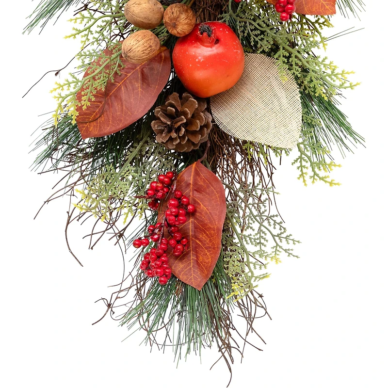 2.5ft. Autumn Harvest Mixed Berry & Pine Needle Teardrop Swag