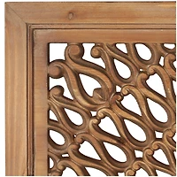 40" Brown Wood Framed Wall Mirror with Carved Scroll Pattern
