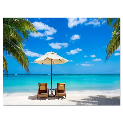 Designart - Turquoise Beach with Chairs