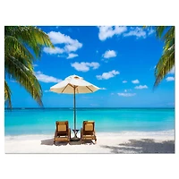 Designart - Turquoise Beach with Chairs