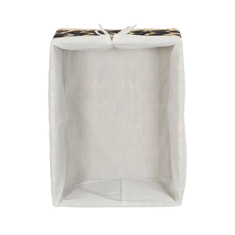 Household Essentials 9" Black & Natural Herringbone Wicker Storage Basket with Cloth Liner