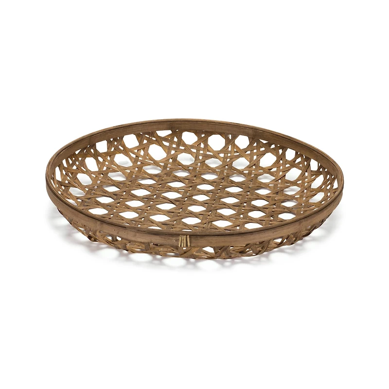 Natural Brown Round Bamboo Wooden Tray