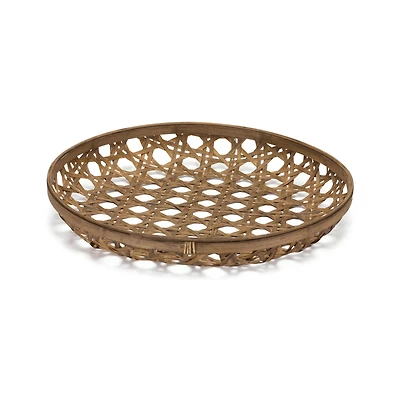 Natural Brown Round Bamboo Wooden Tray