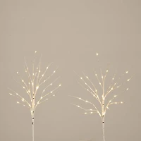 2 Pack 24in. Pre-Lit Artificial White Birch Branches, Warm White LED Lights