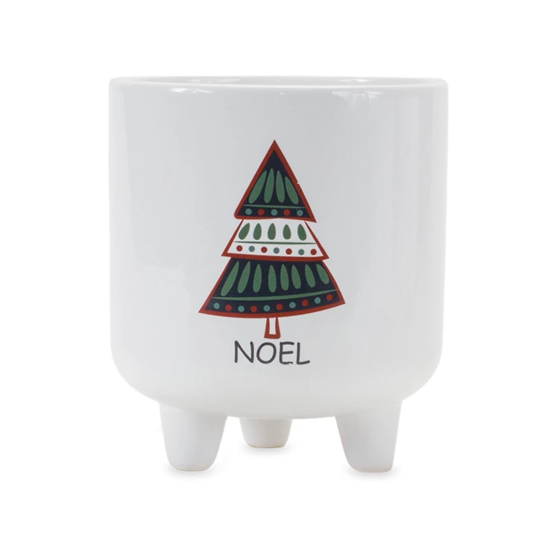 6.25" Footed Pine Tree Dolomite Planter Set