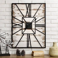 Glitzhome® 31.5" Oversized Farmhouse Wooden & Metal Rectangle Wall Clock