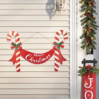 Glitzhome® 3ft. Merry Christmas Candy Cane Metal Yard Stake