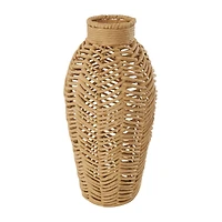 18" Brown Jute Chevron Woven Vase
