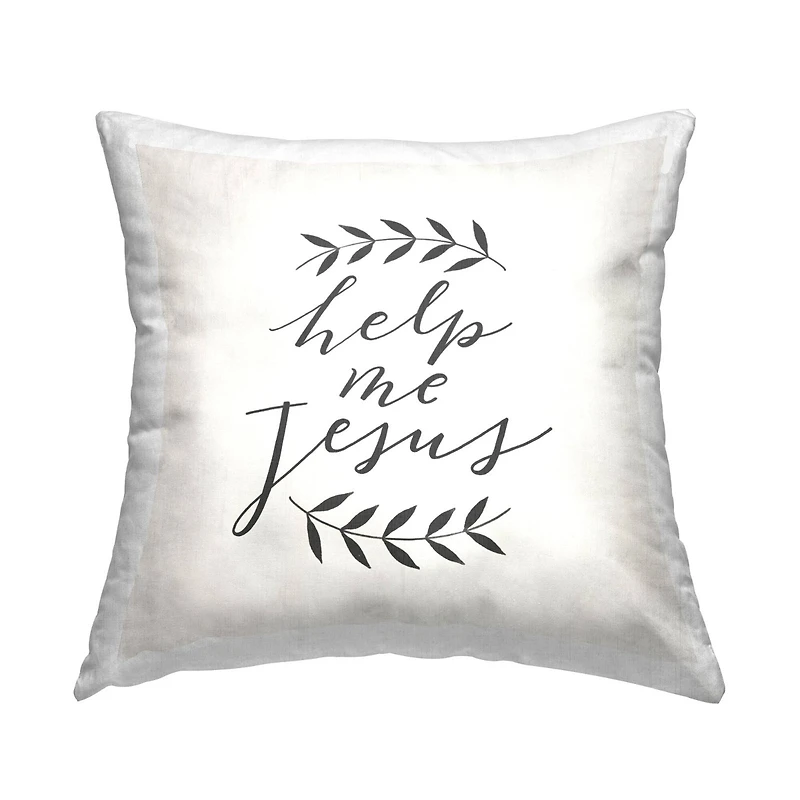 Stupell Industries Help Me Jesus Simple Botanical Religious Phrase Throw Pillow, 18" x 18"