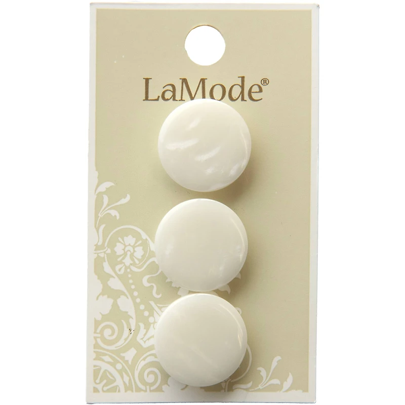 LaMode®  3/4" White Marbled Shank Buttons, 3ct.