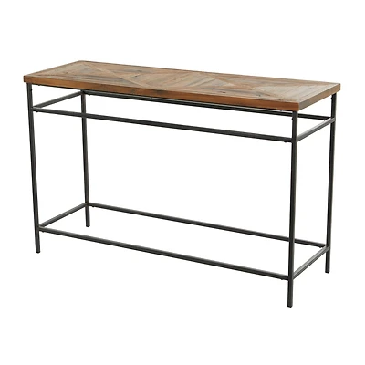 Brown Metal Rustic Console Table 30" x 48" x 16"