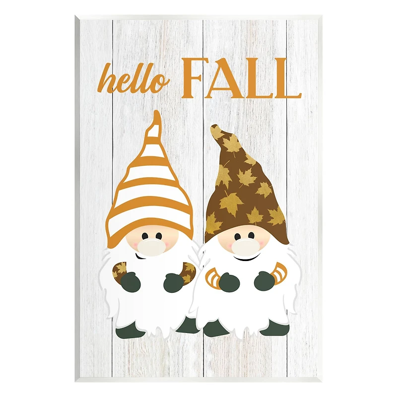 Stupell Industries Hello Fall Whimsical Gnomes Wall Plaque Art
