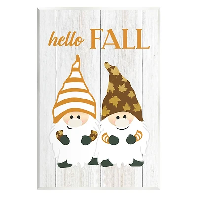 Stupell Industries Hello Fall Whimsical Gnomes Wall Plaque Art