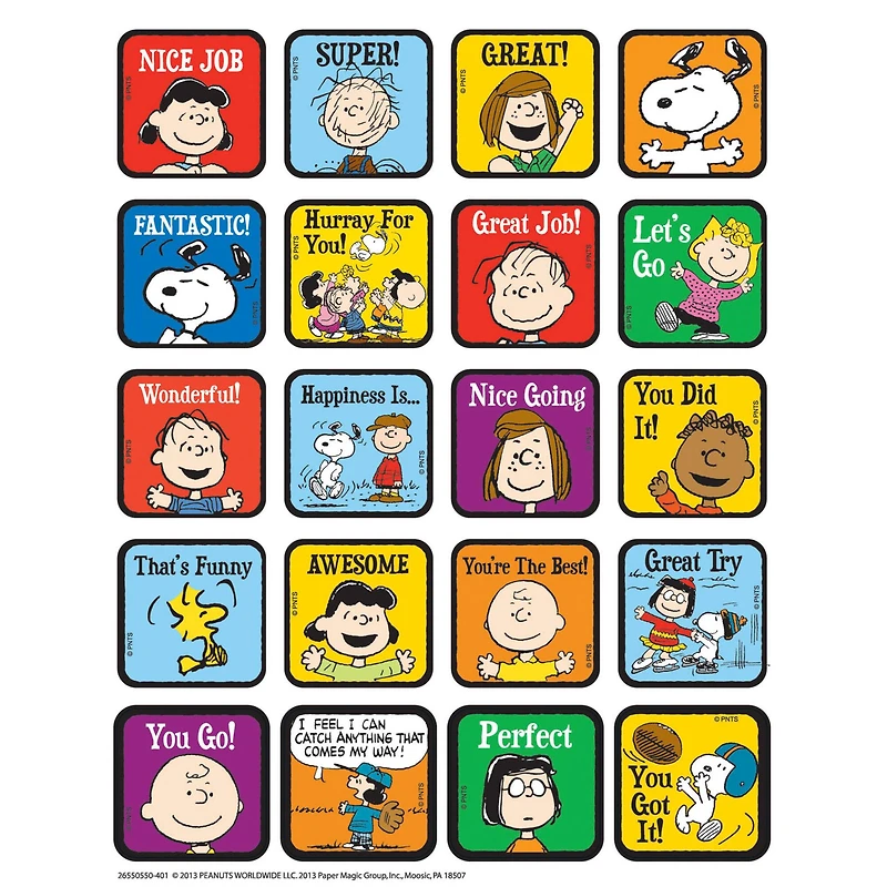 Eureka Peanuts® Motivational Theme Stickers, 12 Packs of 120