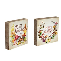 Give Thanks and Be Grateful Fall Harvest Signs - 4.75" - Set of 2