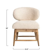 Hello Honey® 30" Ivory Boucle Cotton Upholstered Chair with Wood Legs