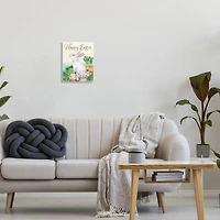 Stupell Industries Happy Easter Bunny Rabbit Greens Eggs Basket Wall Plaque Art