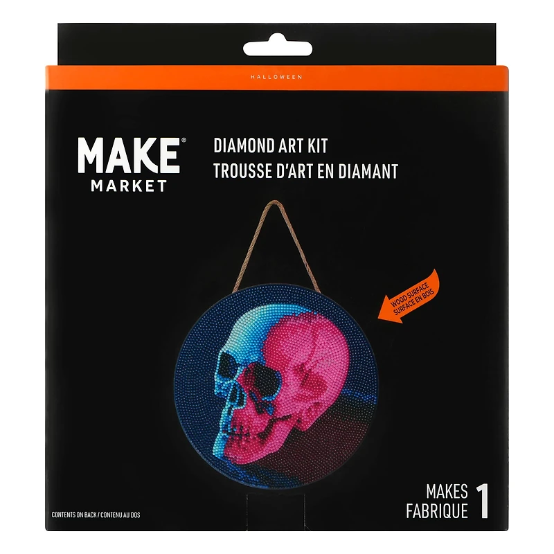 8" Neon Skull Round Wood Plaque Diamond Art Kit by Make Market®