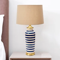 Hello Honey® 2ft. Striped Ceramic & Metal Desk Lamp