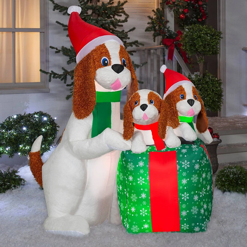 5.5ft. Airblown® Inflatable Christmas Dog Family Scene