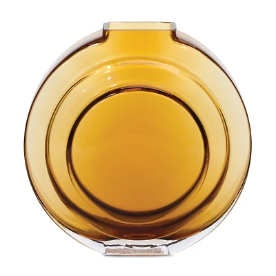 6.25" Round Amber Glass Vase