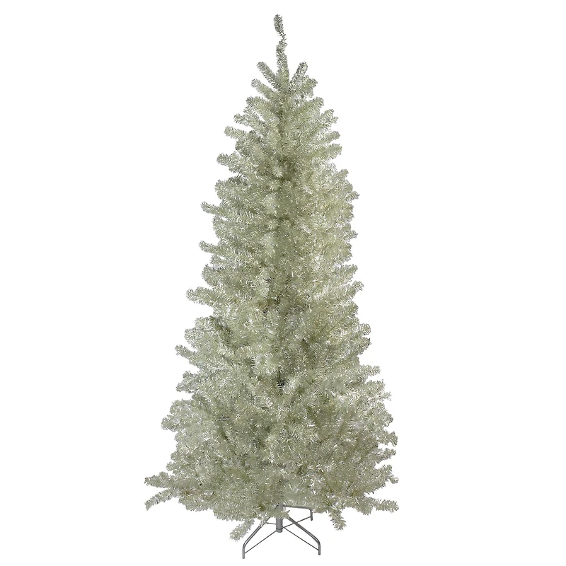 9ft. Unlit Metallic Platinum Artificial Tinsel Christmas Tree
