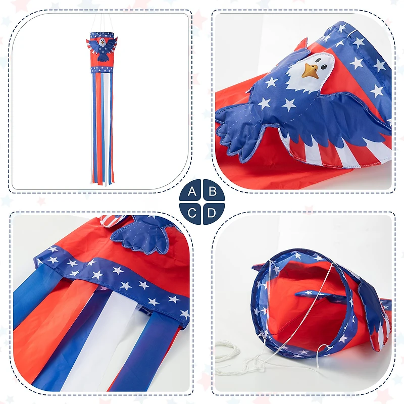Glitzhome® 60" Patriotic Eagle Windsock