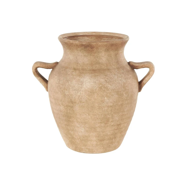 12.25" Copper Ceramic Antique Style Textured Vase with Handles