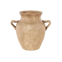 12.25" Copper Ceramic Antique Style Textured Vase with Handles