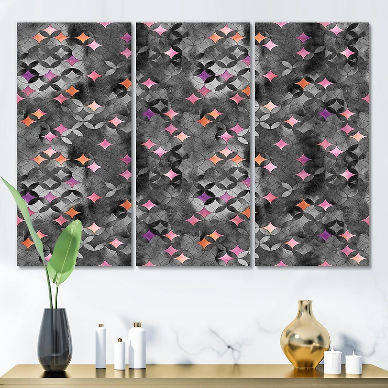 Designart - Geometry Intersecting Circles With Pink Stars