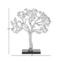 19" Silver Aluminum & Wood Tree-Inspired Contemporary Sculpture