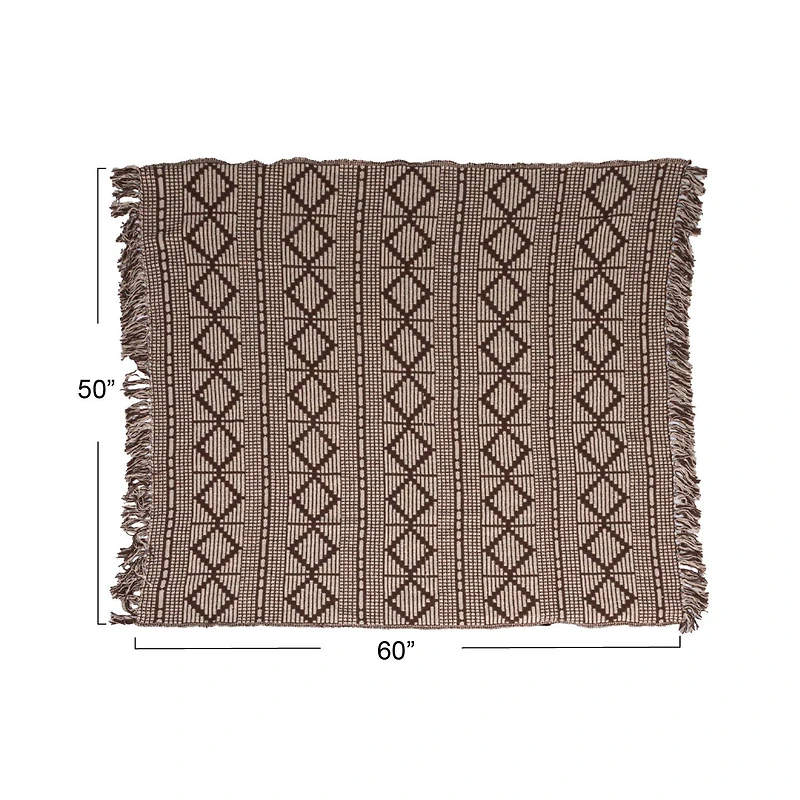 Hello Honey® Brown & Beige Diamond Soft Recycled Cotton Blend Throw