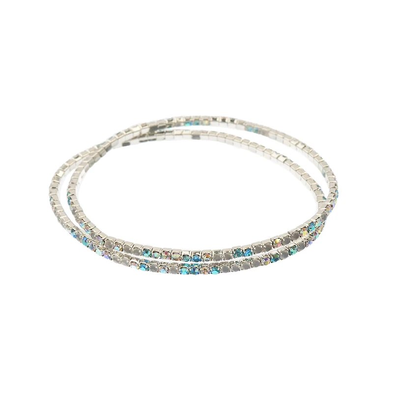 Crystal Lane DIY Silver AB Aqua & White Rhinestones Bracelets, 2ct.