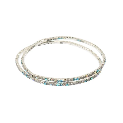 Crystal Lane DIY Silver AB Aqua & White Rhinestones Bracelets, 2ct.