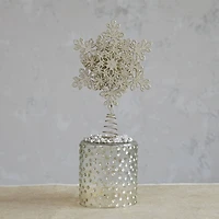 Hello Honey® 13" Champagne Plastic & Metal Snowflake Tree Topper with Glitter