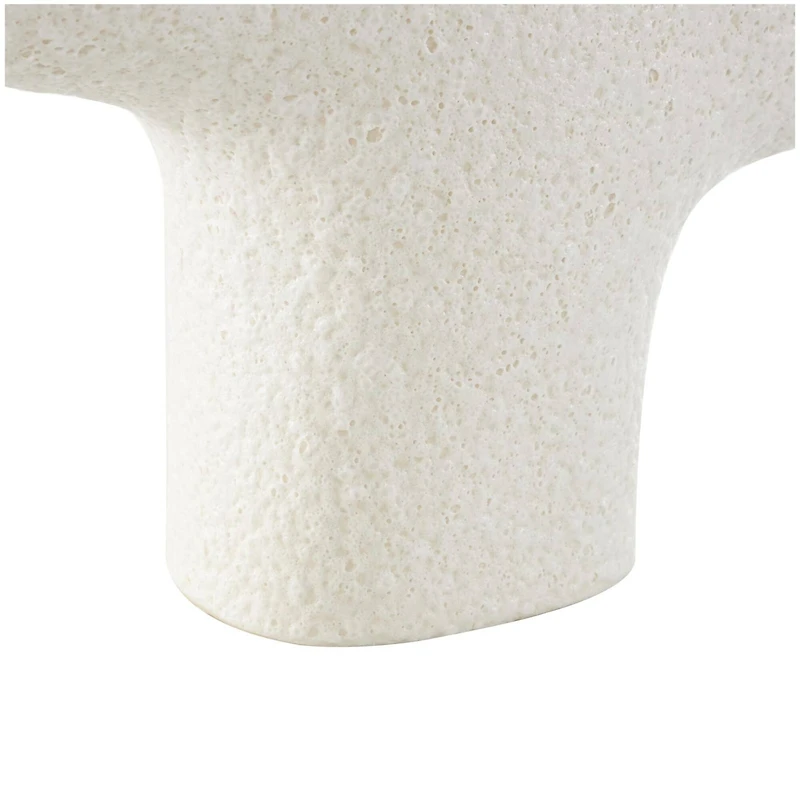 14" Speckled White Abstract Curved Ceramic Vase with Dual Openings