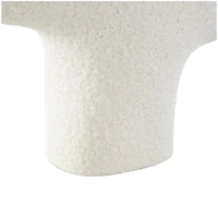 14" Speckled White Abstract Curved Ceramic Vase with Dual Openings