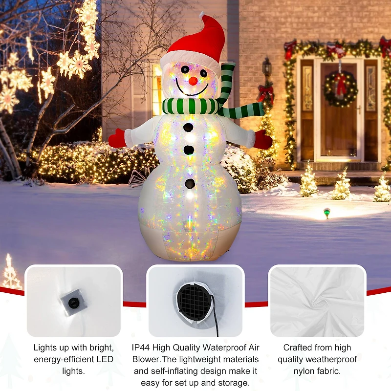 Glitzhome® 8ft. LED Lighted Icy Snowman Inflatable Décor