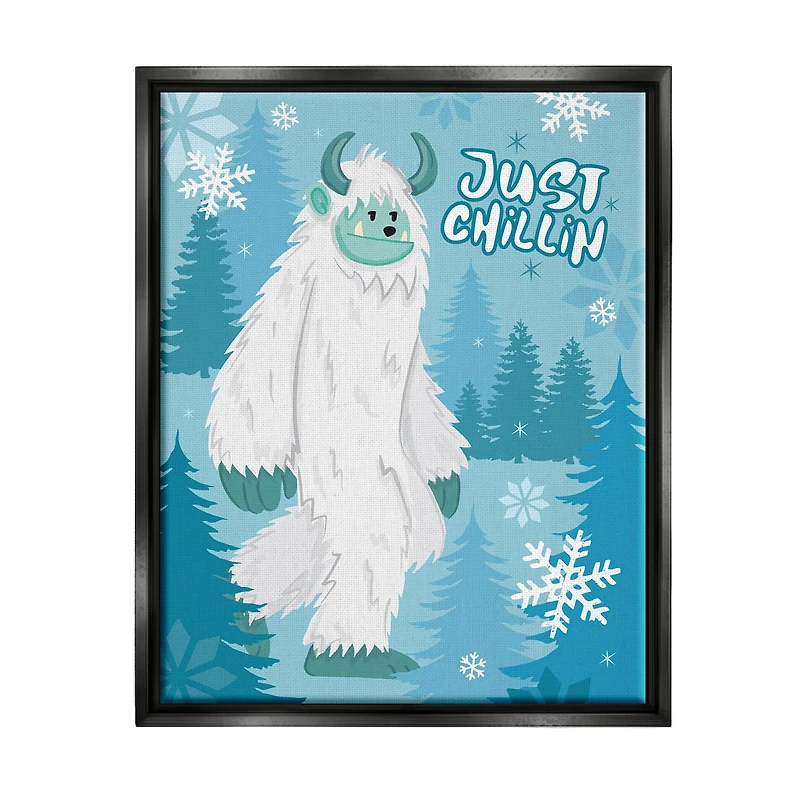 Stupell Industries Just Chillin Funny Winter Yeti Framed Floater Canvas Wall Art