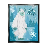 Stupell Industries Just Chillin Funny Winter Yeti Framed Floater Canvas Wall Art