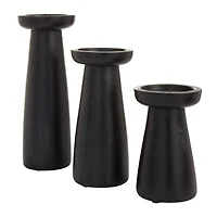 Black Wood Modern Candle holder 10",6",8"