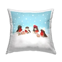 Stupell Industries Birds & Christmas Presents Throw Pillow