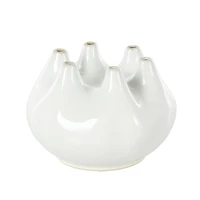 10" Wide White Multi Opening Ceramic Vase