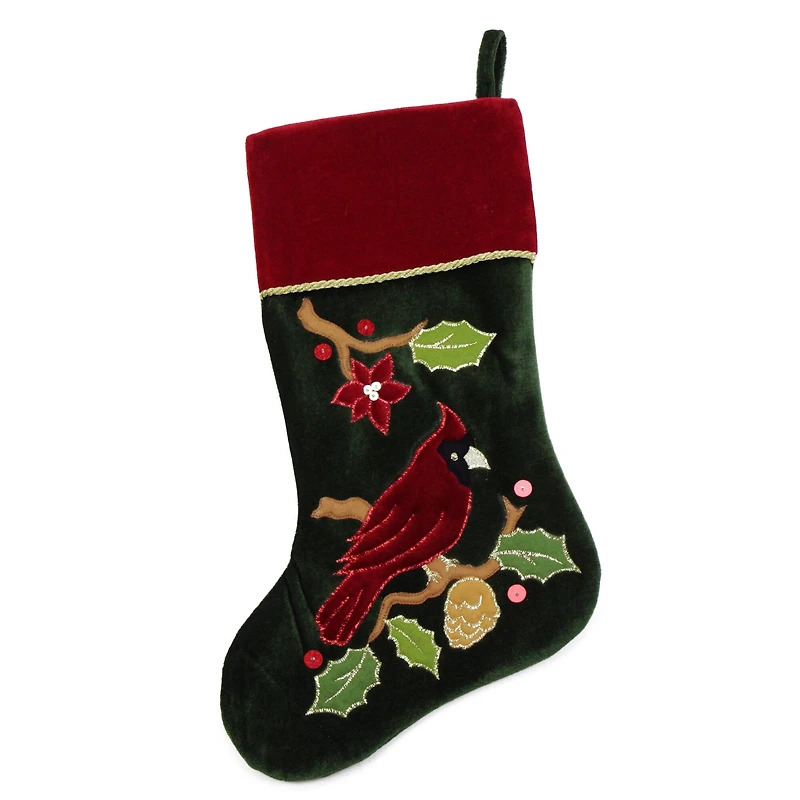 20" Cardinal Applique Christmas Stocking