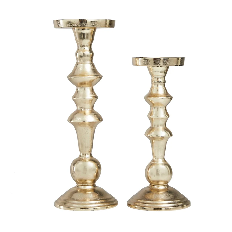 Gold Aluminum Candle Holder Set