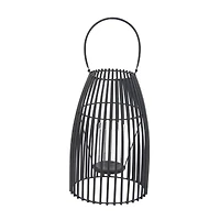 16" Black Iron Contemporary Candle Holder Lantern