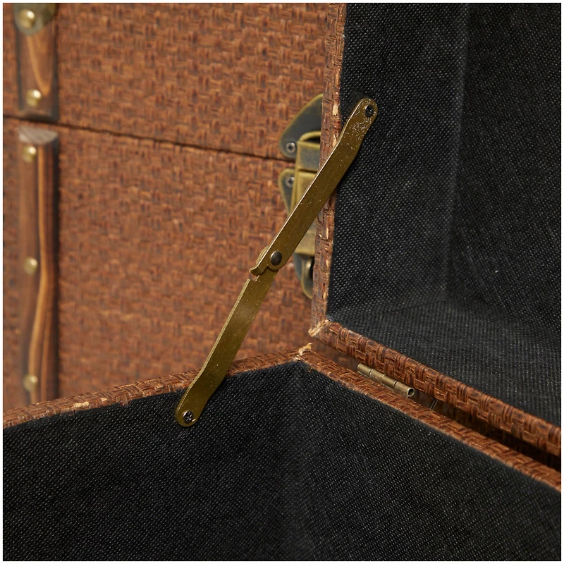 Brown Inspired Trunk with Latches & Leather Accent Set 