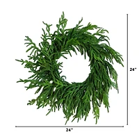 24in. Artificial Real Touch Norfolk Island Pine Wreath with Natural Look