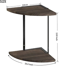 Rustic Brown 2-Tier Floating Corner Shelf