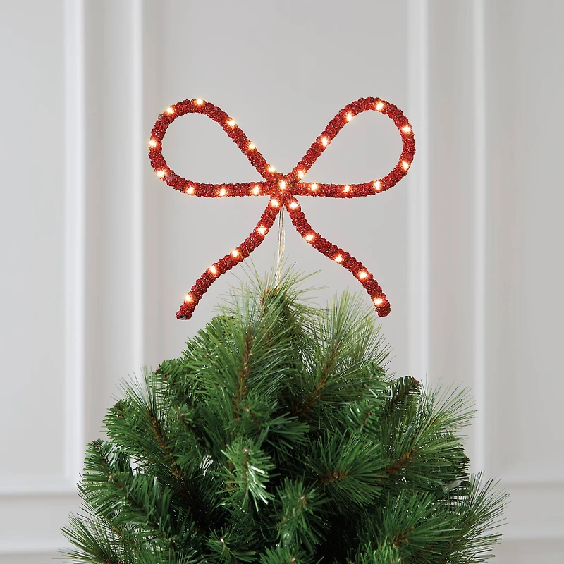 9.5" Red Rhinestone Bow Lighted Tree Topper by Ashland®